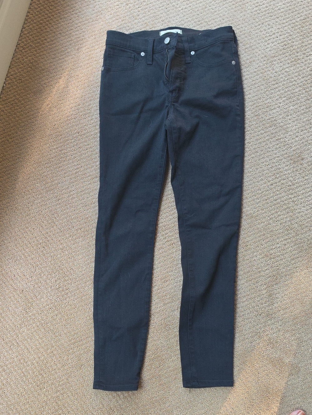 Madewell Hi-Rise Strechy Women's Black Skinny Jeans, 27